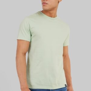 Solid Pastel Green Half Sleeves T-Shirt For Men Regular Fit