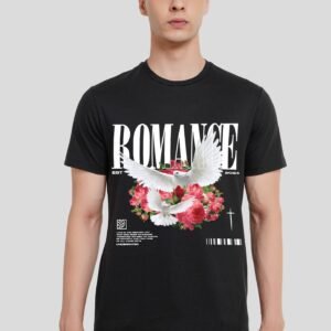 Romance Black Printed Regular T-Shirt