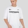 Confident Typographic White Baggy Fit T-Shirt Men