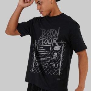 City Tour Drop Black Oversized Fit T-Shirt Men