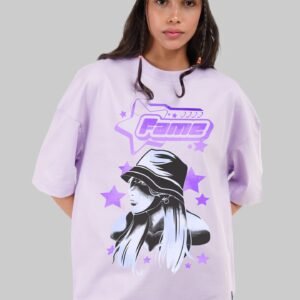 Fame Lavender Baggy Fit T-Shirt Women