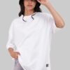 Solid White Half Sleeves T-Shirt For Women Baggy Fit