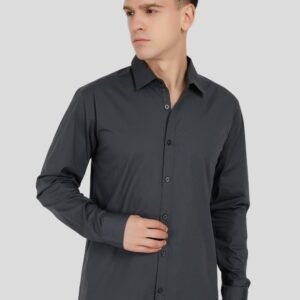 Dark Grey Solid Slim Fit Shirt