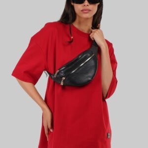 Solid Red Half Sleeves T-Shirt For Women Baggy Fit