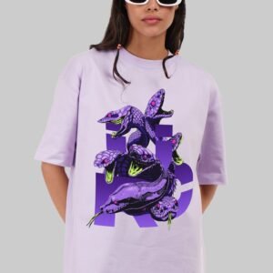 Scary Snakes Lavender Oversized Fit T-Shirt Women