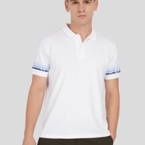 White Sleeve Logo Print Polo T-Shirt