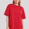 Solid Red Half Sleeves T-Shirt For Women Oversized Fit