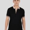 Black Contrast Collar Polo T-Shirt