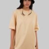 Solid Beige Half Sleeves T-Shirt For Women Oversized Fit
