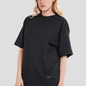 Solid Black Half Sleeves T-Shirt For Women Oversized Fit