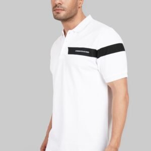 White Logo Print Polo T-Shirt
