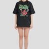 Sea You Never oversized Black Printed T-Shirt for Women