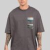 Wander Postcard Dark Grey Baggy Fit T-Shirt Men
