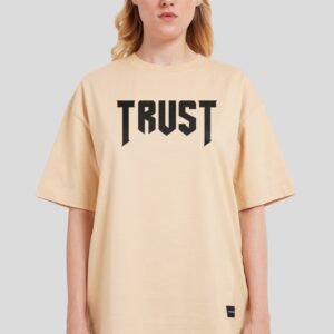 Trust Beige Oversized Fit T-Shirt Women