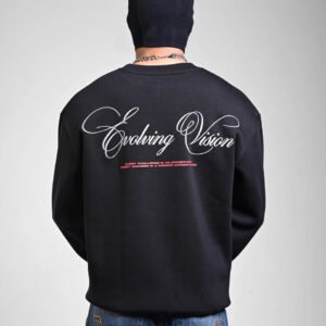 Black Oversized Embroidered Sweatshirt