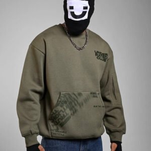 Olive Oversized Front Pocket Sweatshirt