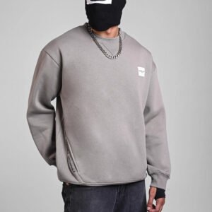 Grey Oversized Cross Pocket Sweatshirt