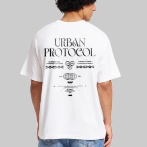 Global Frequency White Oversized Fit T-Shirt Men