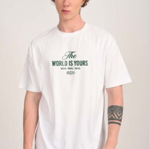 Dream Travel Hustle White Oversized Fit T-Shirt Men