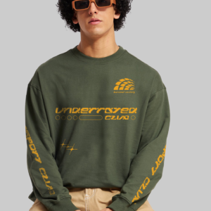 Overdrive Racer Green Full sleeve Oversized T-shirt Men