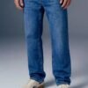 Light Blue Mid Rise Men's Straight Jeans