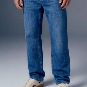 Light Blue Mid Rise Men's Straight Jeans
