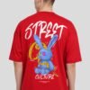 Street Culture Red Printed T-Shirt Men Baggy Fit