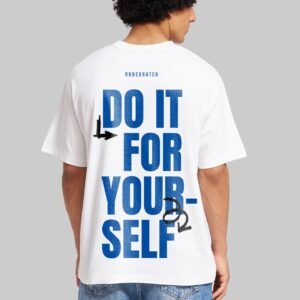Do It For Yourself White Oversized Fit T-Shirt Men