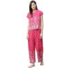 Casual Short Sleeve Printed Rayon Top Pyjama Set