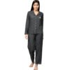 Casual Full Sleeves Polka Dot Printed Rayon Shirt With Pyjama Pant Night Suit Set