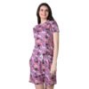 Trendy Cotton Blended Printed Round Neck Half Sleeve Top Shorts Set