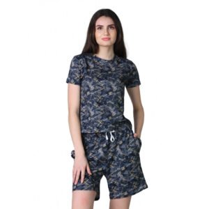 Trendy Cotton Blended Printed Round Neck Half Sleeve Top Shorts Set