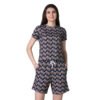 Trendy Cotton Blended Printed Round Neck Half Sleeve Top Shorts Set
