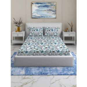 Sizzling Cotton Blend Floral Printed Double Bedsheet with 2 Pillow Covers