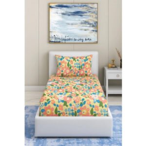 Magnificent Cotton Blend Floral Printed Single Bedsheet with 1 Pillow Cover