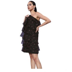 Voguish Women's Organza Tiered Sleeveless Dress