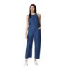 Lovely Women's Denim Solid Sleeveless Jumpsuit