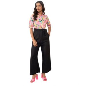 Amazing Women's Polyester Floral Half Sleeves Jumpsuit