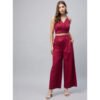 Marvellous Women's Cotton Linen Solid Sleeveless Crop Top and Palazzo Set