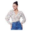 Fashionable Women's Polyester Floral Long Sleeves Top