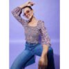 Fashionable Women's Polyester Floral Long Sleeves Top
