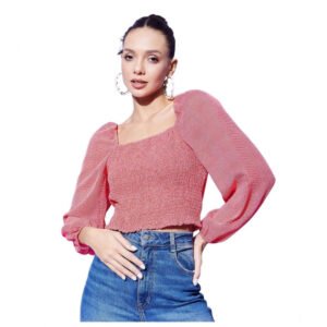 Fashionable Women's Polyester Floral Long Sleeves Top