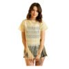 Ravishing Women's Polyester Lace Self Design Short Sleeve Top
