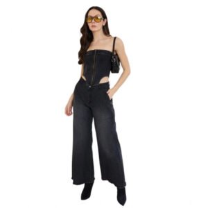 Lovely Women's Denim Lycra Solid Sleeveless Top