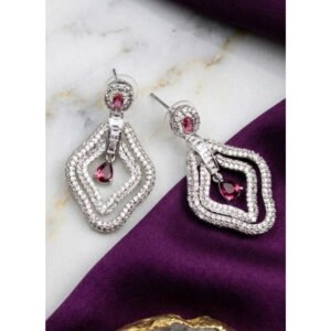 Attractive Women's Brass Silver Plated Drop Earrings