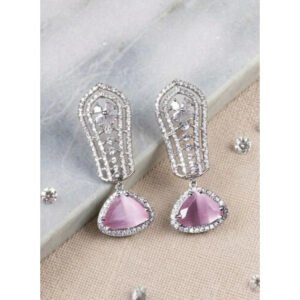 Stunning Women's Brass Silver Plated Drop Earrings