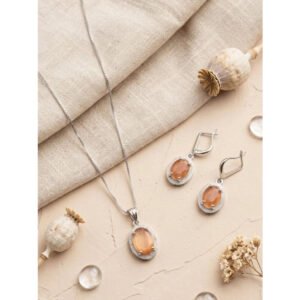 Classy Women's Brass Silver Plated Pendant Set