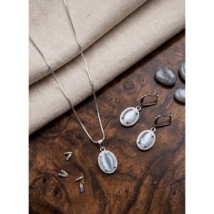 Classy Women's Brass Silver Plated Pendant Set