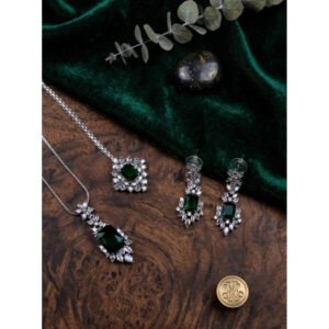Beautiful Women's Brass Silver Plated Pendant Set