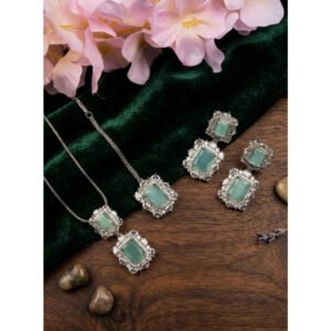 Stylish Women's Brass Silver Plated Pendant Set